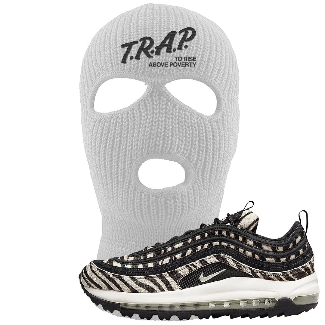 Zebra Golf 97s Ski Mask | Trap To Rise Above Poverty, White