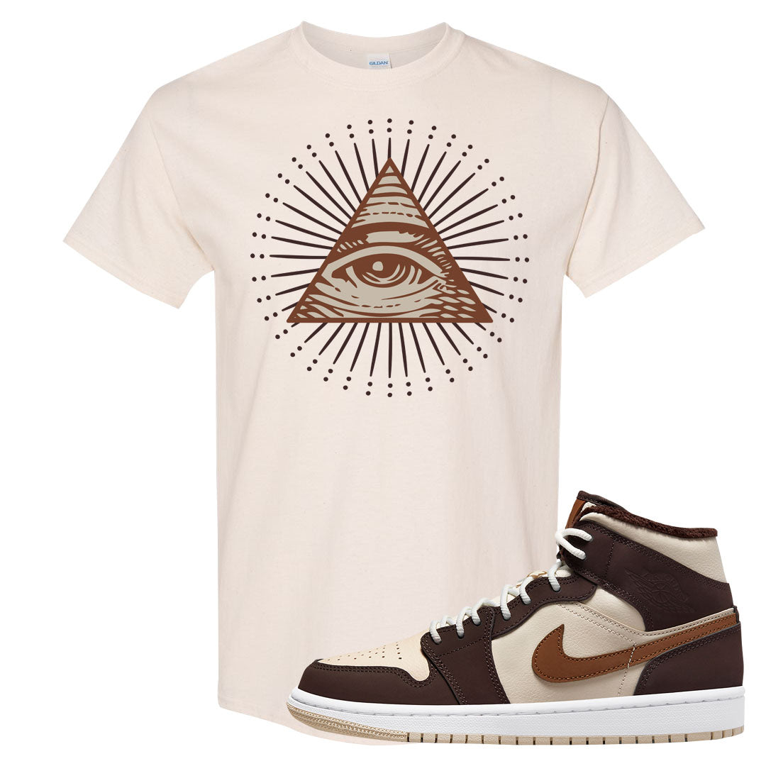 Brown Fleece Mid 1s T Shirt | All Seeing Eye, Natural