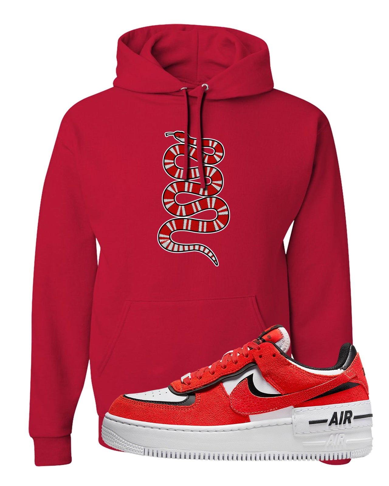 Shadow Chicago AF 1s Hoodie | Coiled Snake, Red