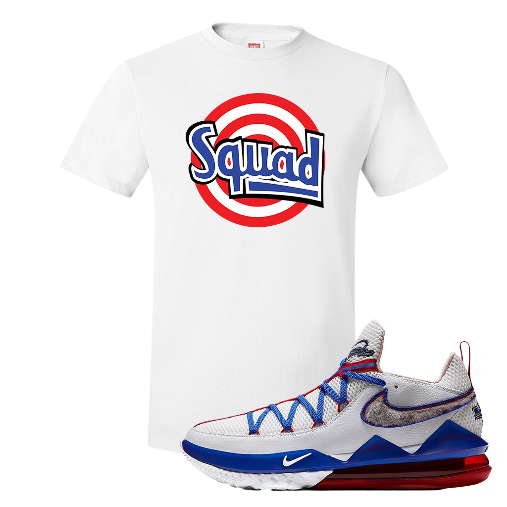 LeBron 17 Low Tune Squad Sneaker White T Shirt | Tees to match Nike LeBron 17 Low Tune Squad Shoes | Squad