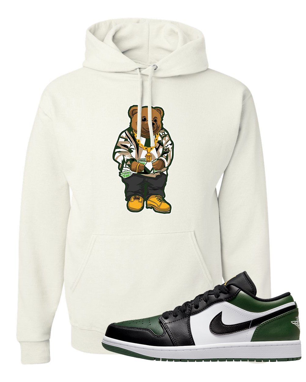 Green Toe Low 1s Hoodie | Sweater Bear, White