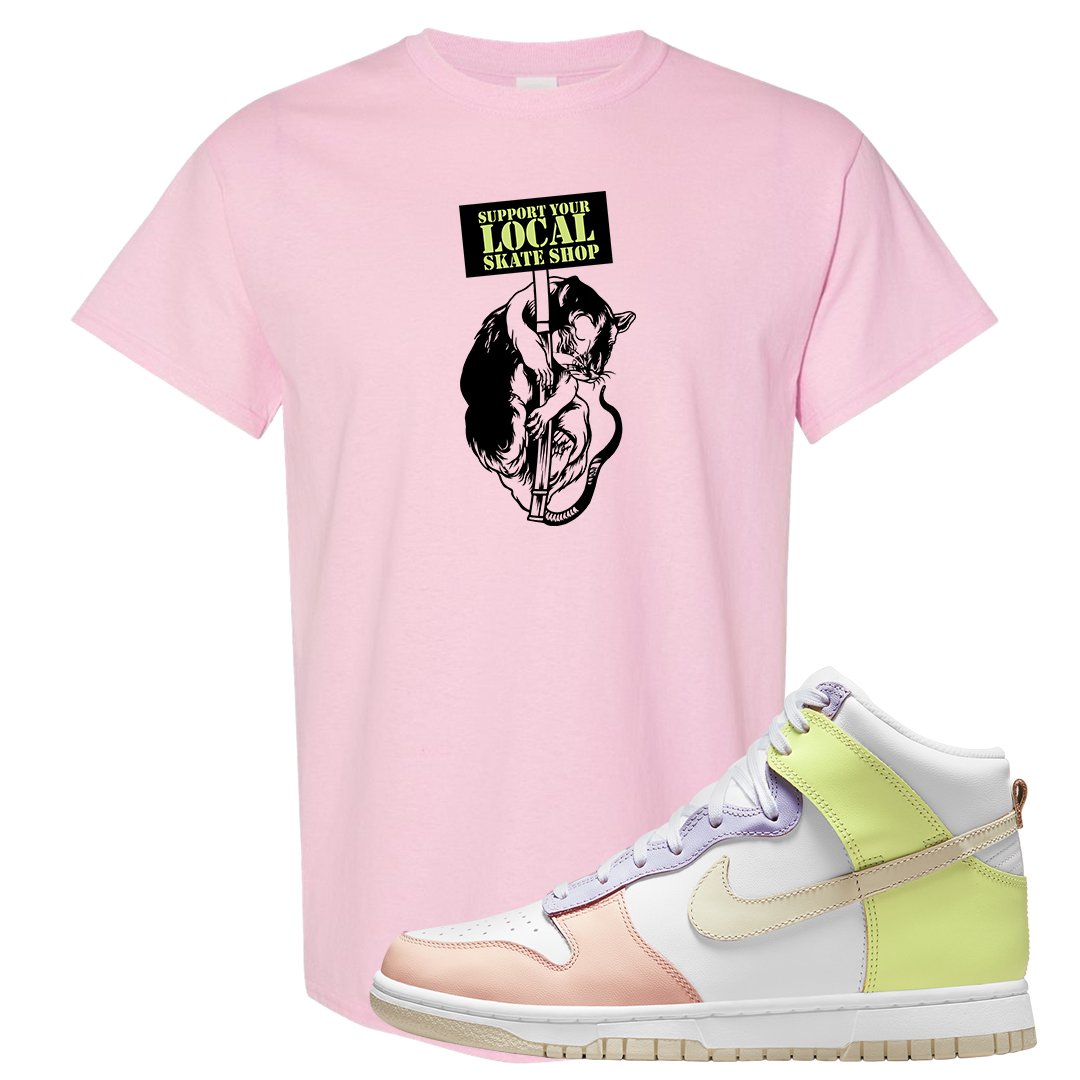 Cashmere High Dunks T Shirt | Support Your Local Skate Shop, Light Pink