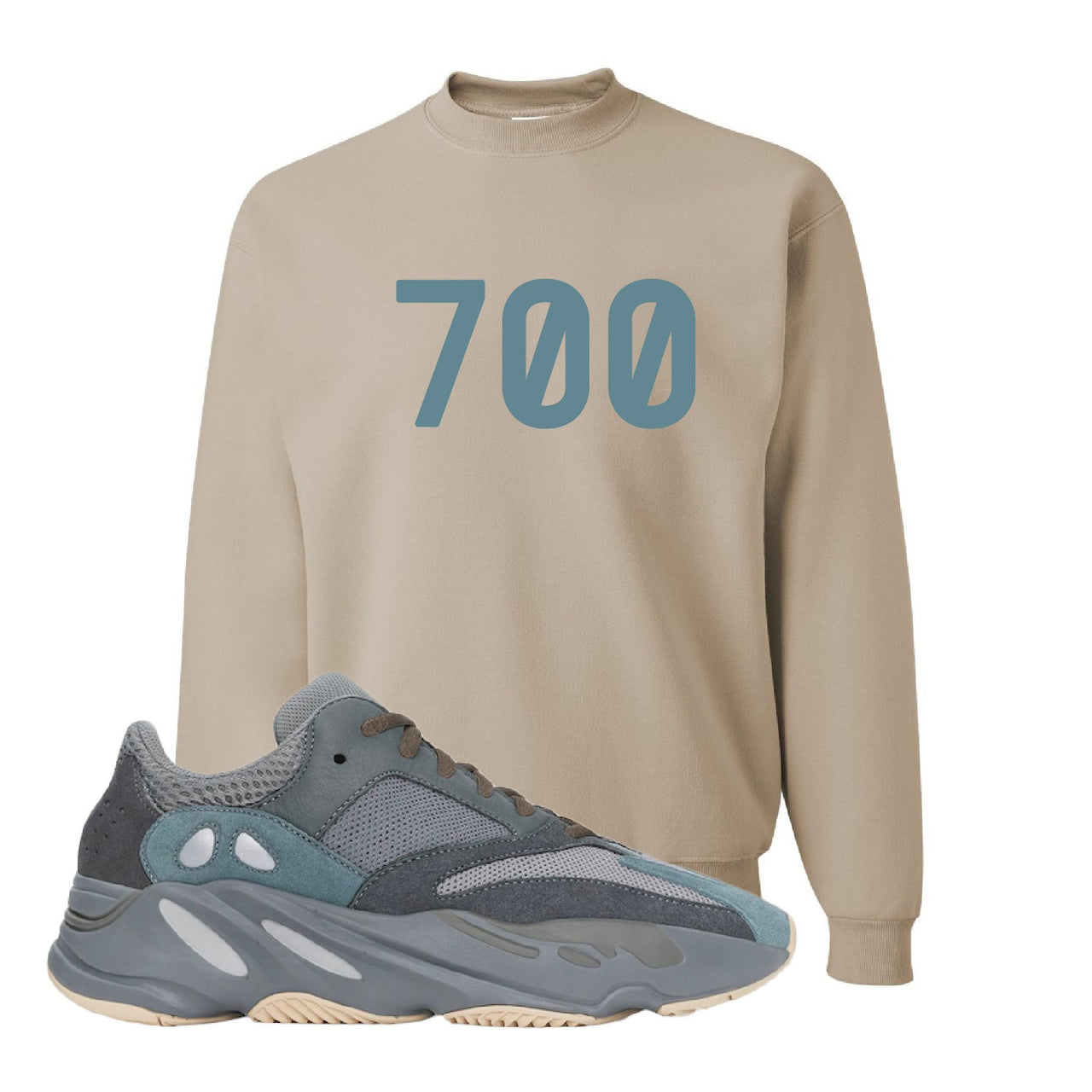 Yeezy Boost 700 Teal Blue 700 Sandstone Sneaker Hook Up Crewneck Sweatshirt