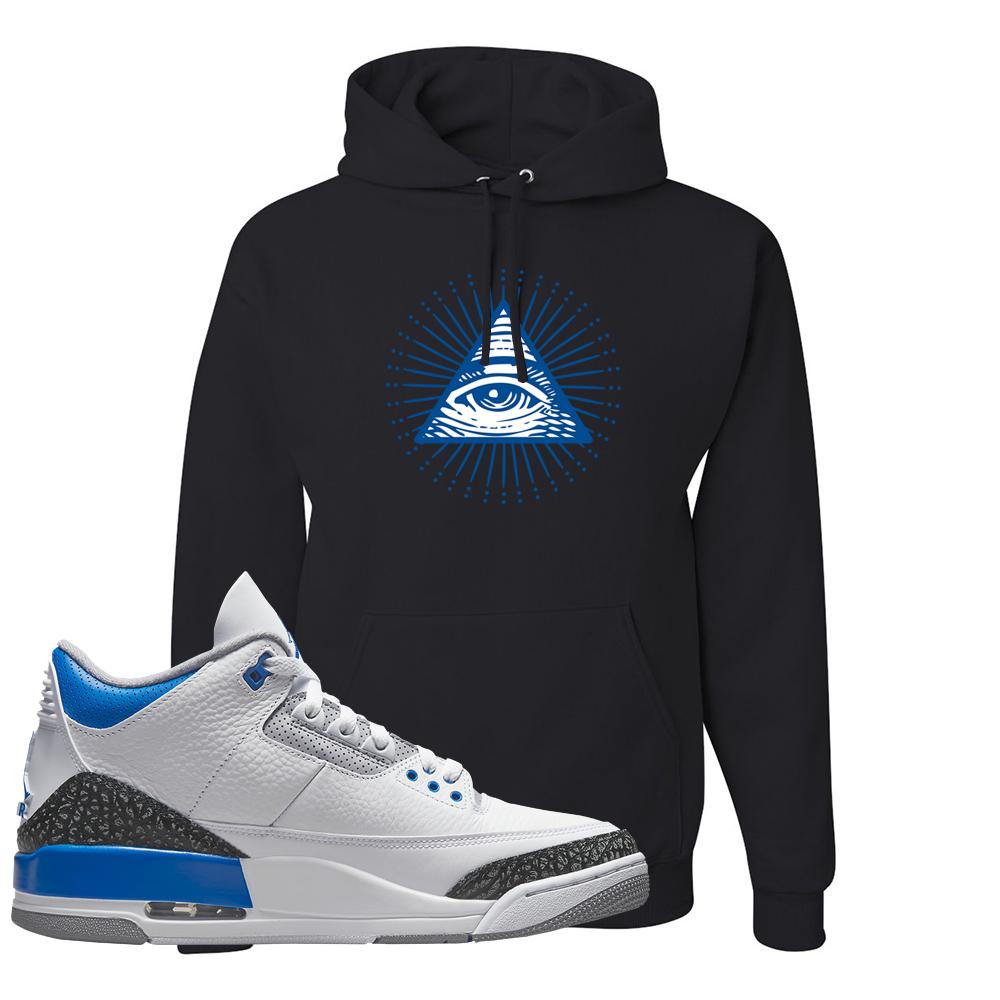 Racer Blue 3s Hoodie | All Seeing Eye, Black