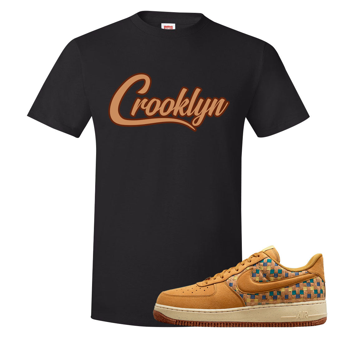 Woven Cork Low AF 1s T Shirt | Crooklyn, Black