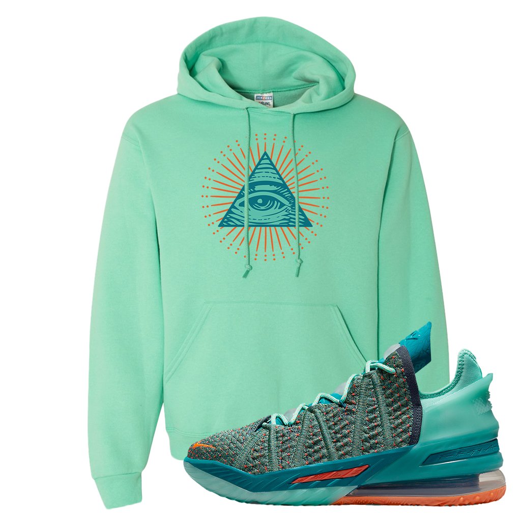 Lebron 18 We Are Family Hoodie | All Seeing Eye, Cool Mint