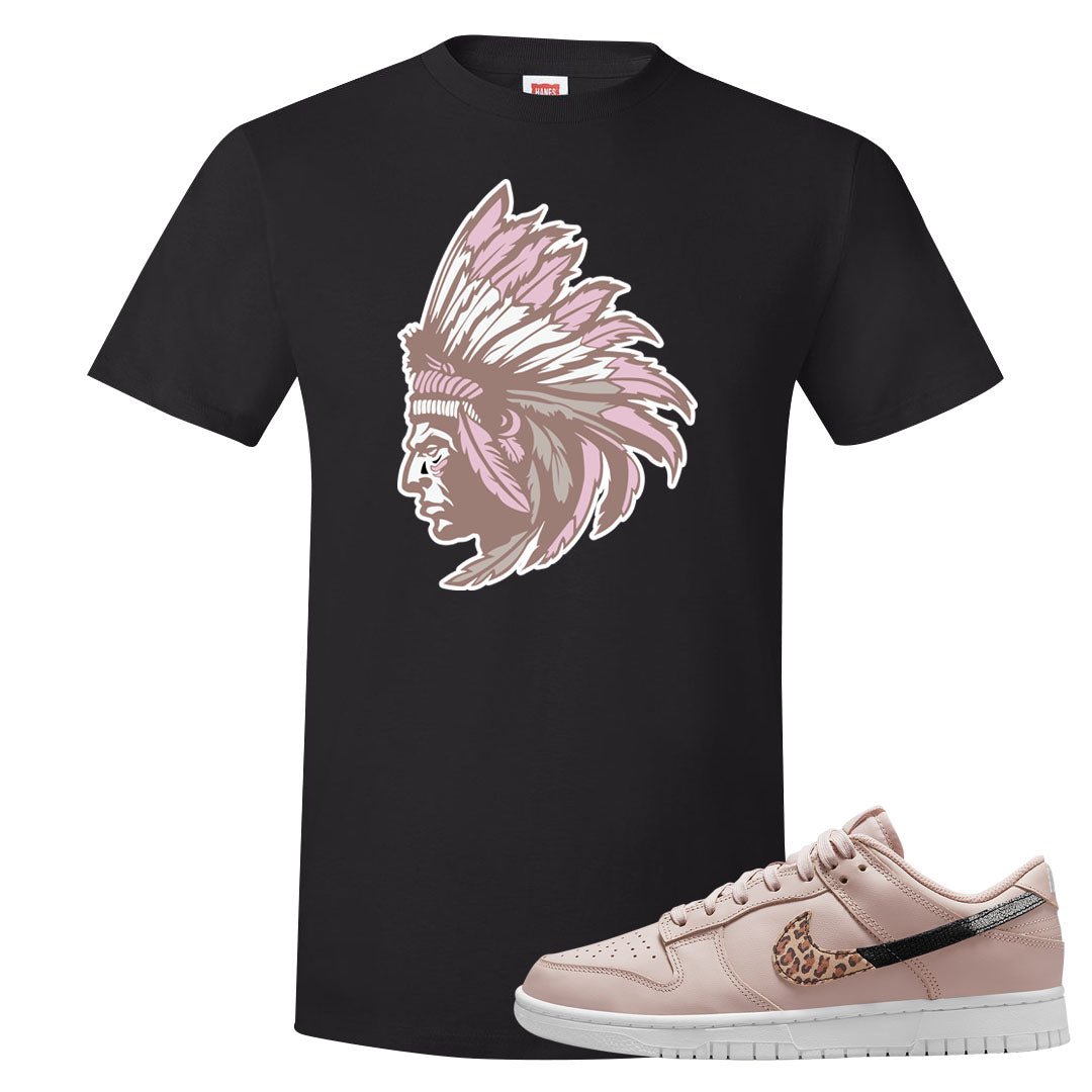 Primal Dusty Pink Leopard Low Dunks T Shirt | Indian Chief, Black