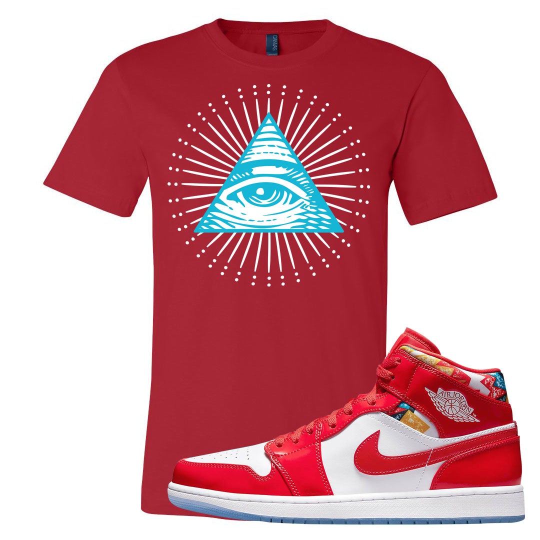 Barcelona Sweater Mid 1s T Shirt | All Seeing Eye, Red