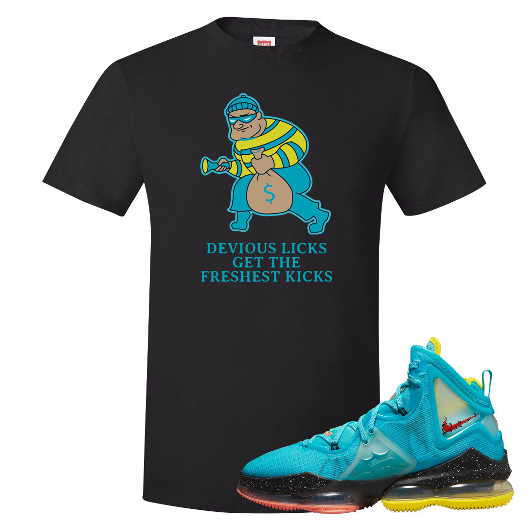 South Beach Christmas Bron 19s T Shirt | Devious Licks, Black