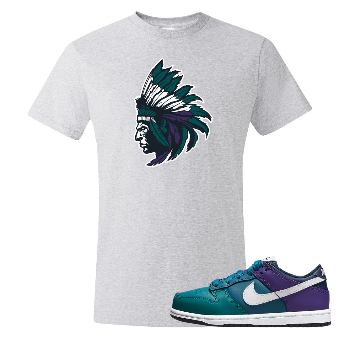 Teal Purple Low Dunks T Shirt | Indian Chief, Ash
