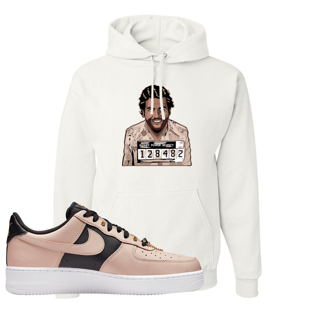 Air Force 1 Low Bling Tan Leather Hoodie | Escobar Illustration, White