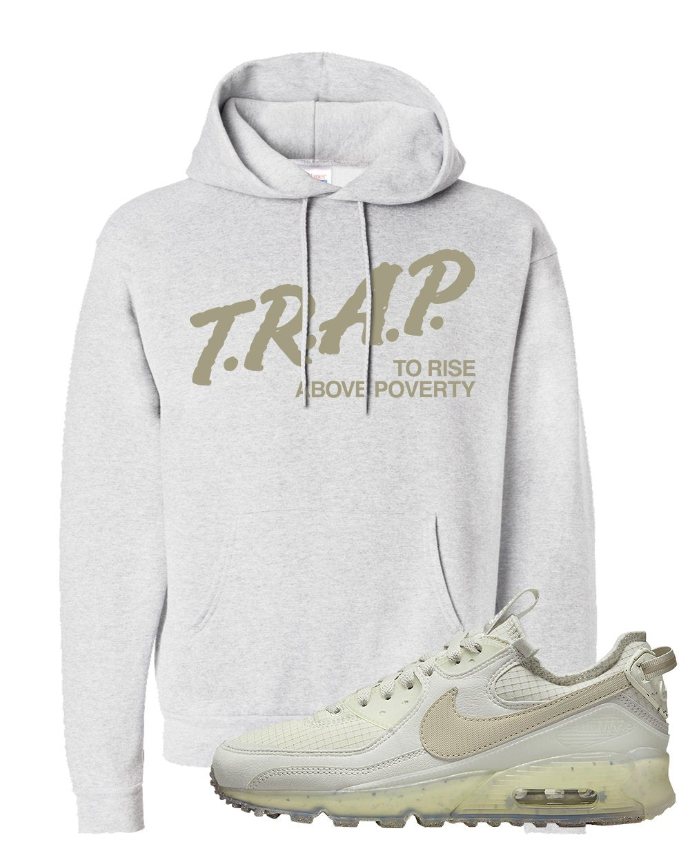 Terrascape Light Bone 90s Hoodie | Trap To Rise Above Poverty, Ash