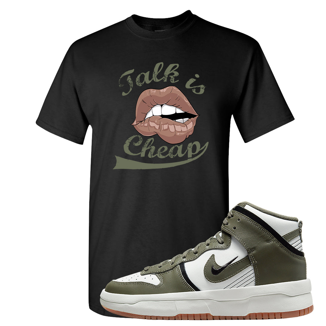 Cargo Khaki Rebel High Dunks T Shirt | Talk Is Cheap, Black