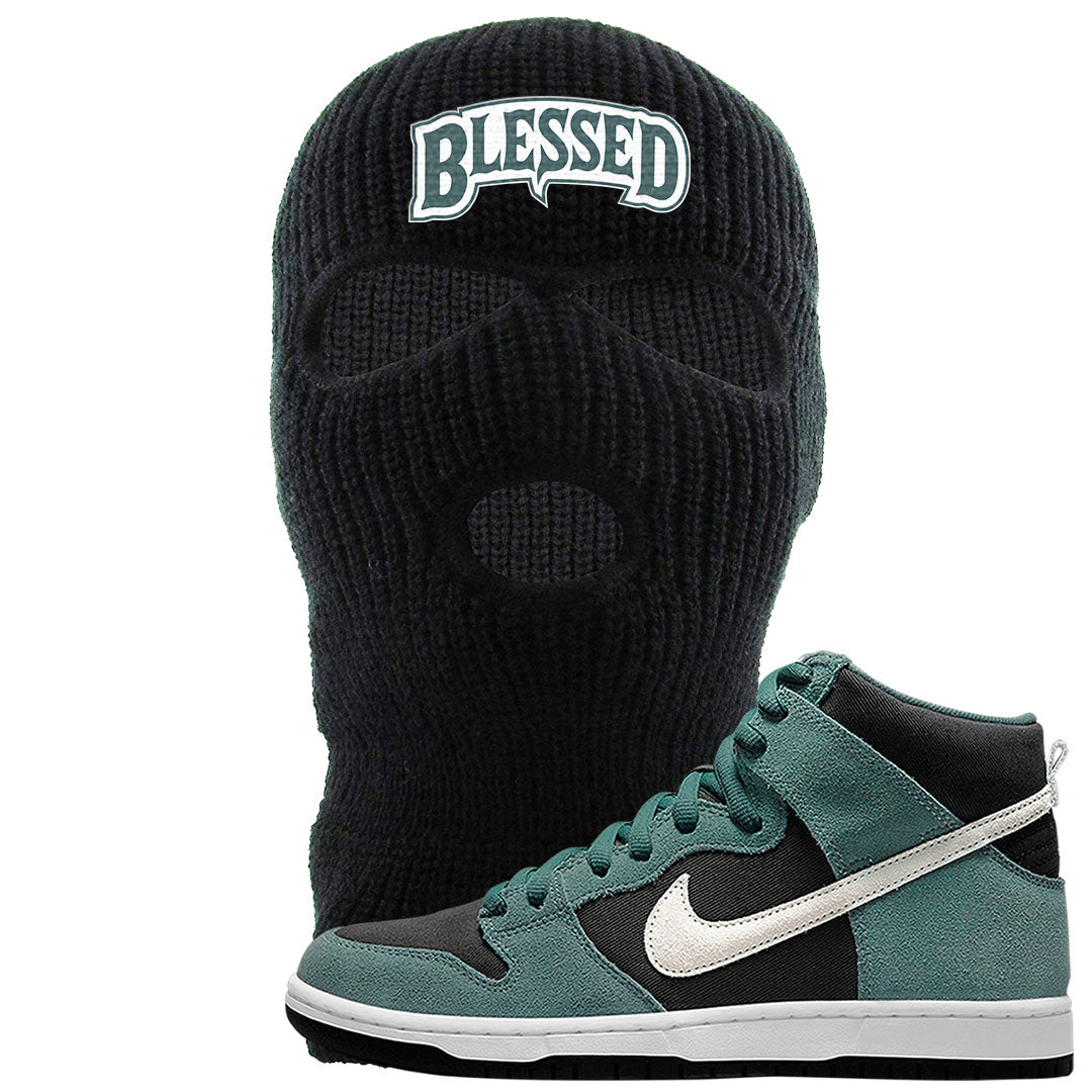 Green Suede High Dunks Ski Mask | Blessed Arch, Black