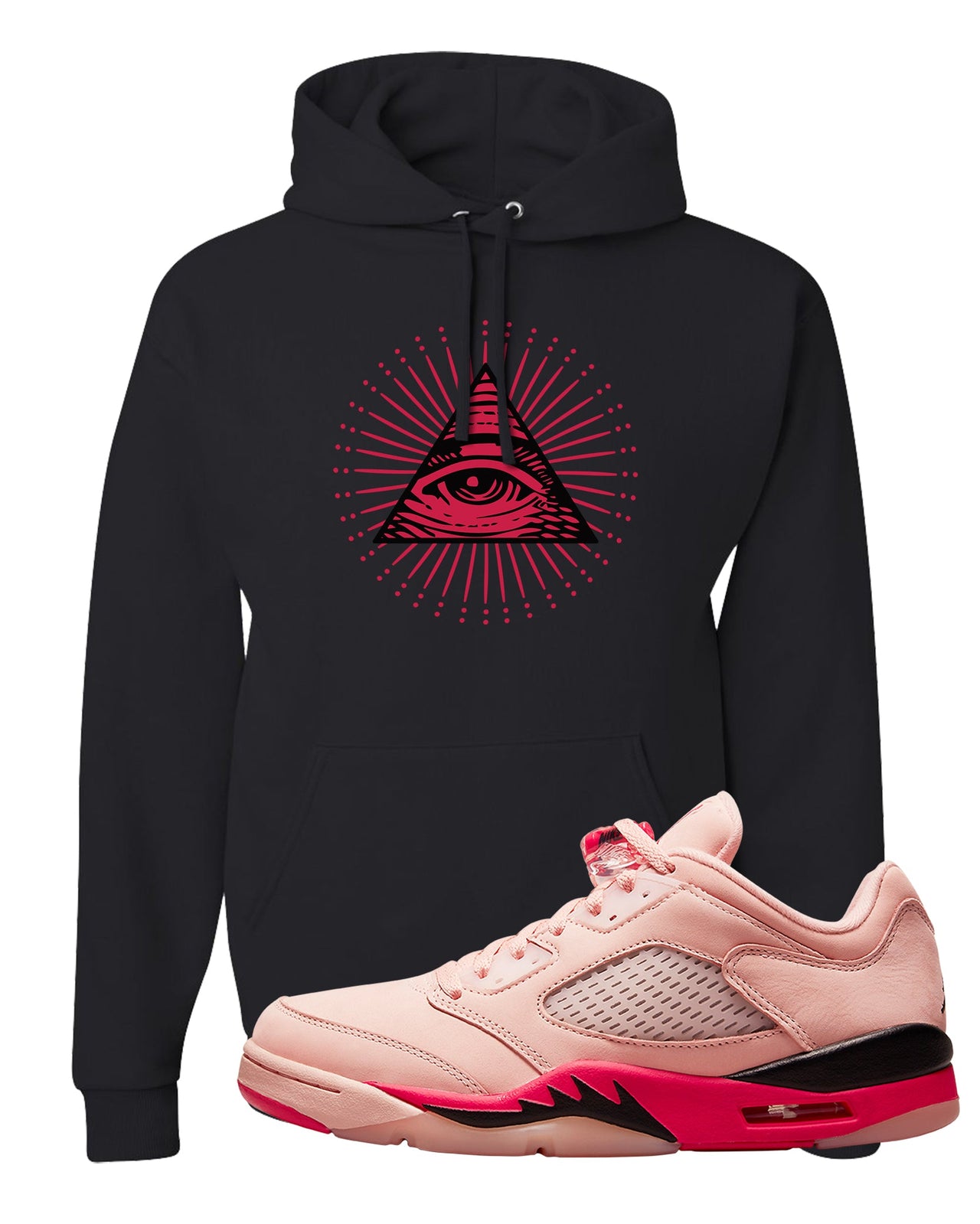 Arctic Pink Low 5s Hoodie | All Seeing Eye, Black