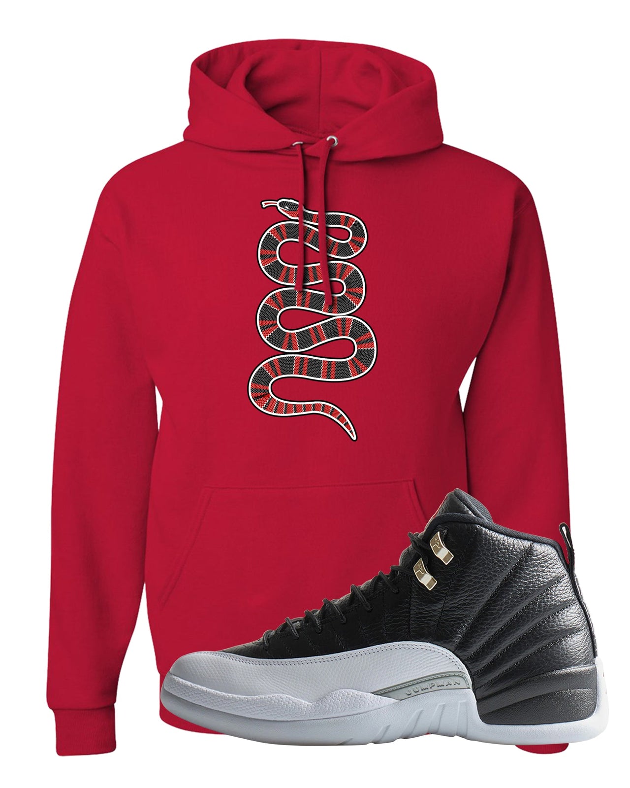 Playoff 12s Hoodie | Coiled Snake, Red
