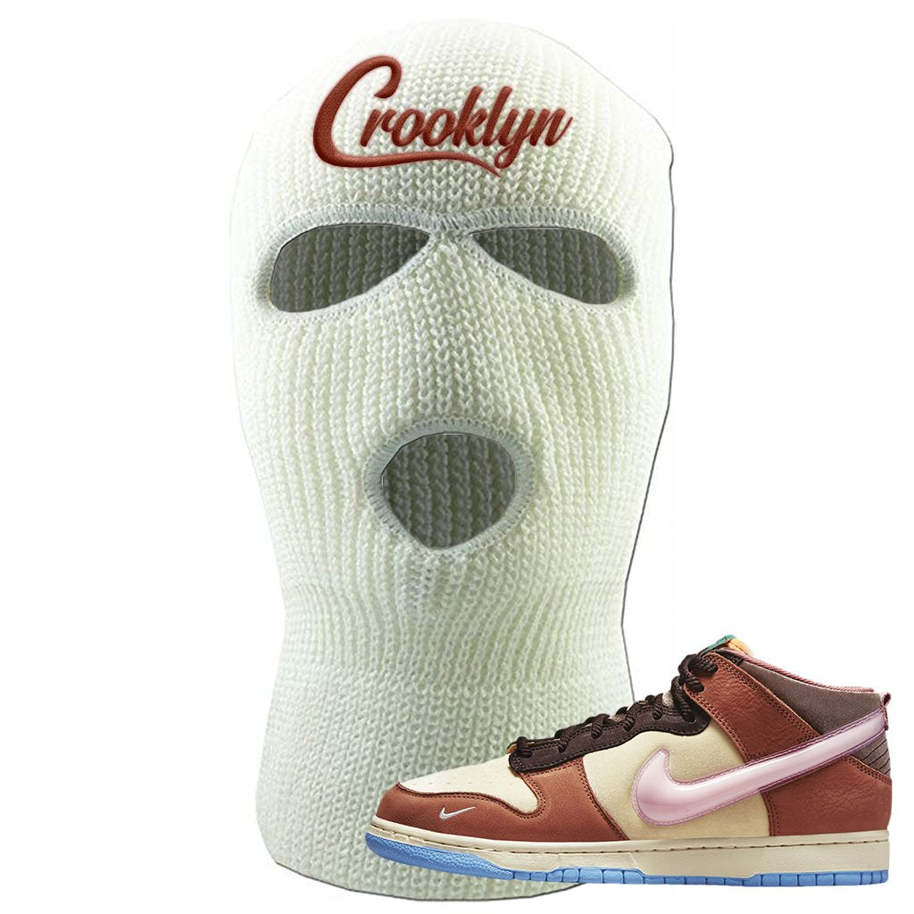 Chocolate Milk Mid Dunks Ski Mask | Crooklyn, White