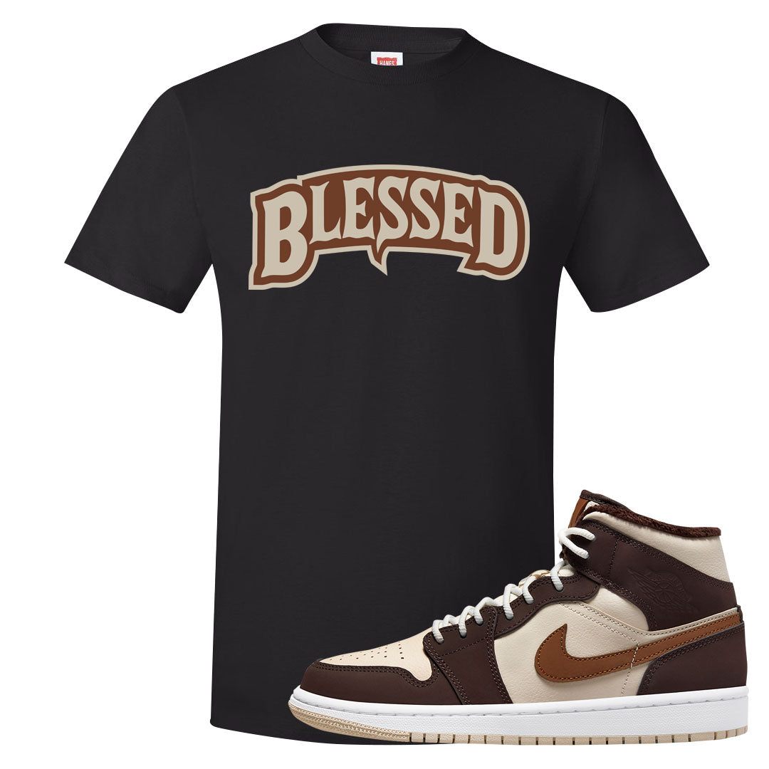 Brown Fleece Mid 1s T Shirt | Blessed Arch, Black