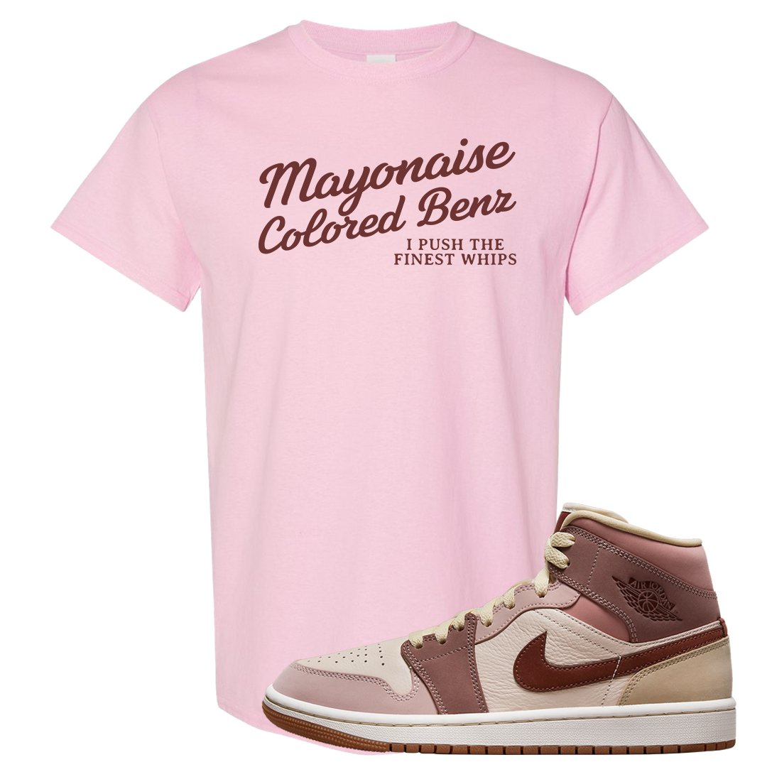 Pink Sand Mauve Mid 1s T Shirt | Mayonaise Colored Benz, Light Pink