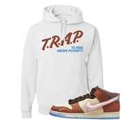 Chocolate Milk Mid Dunks Hoodie | Trap To Rise Above Poverty, White