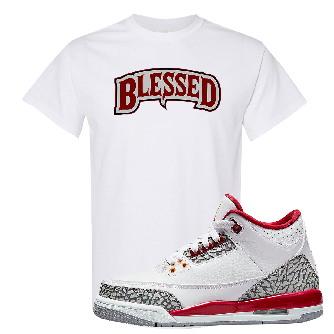 Cardinal Red 3s T Shirt | Blessed Arch, White