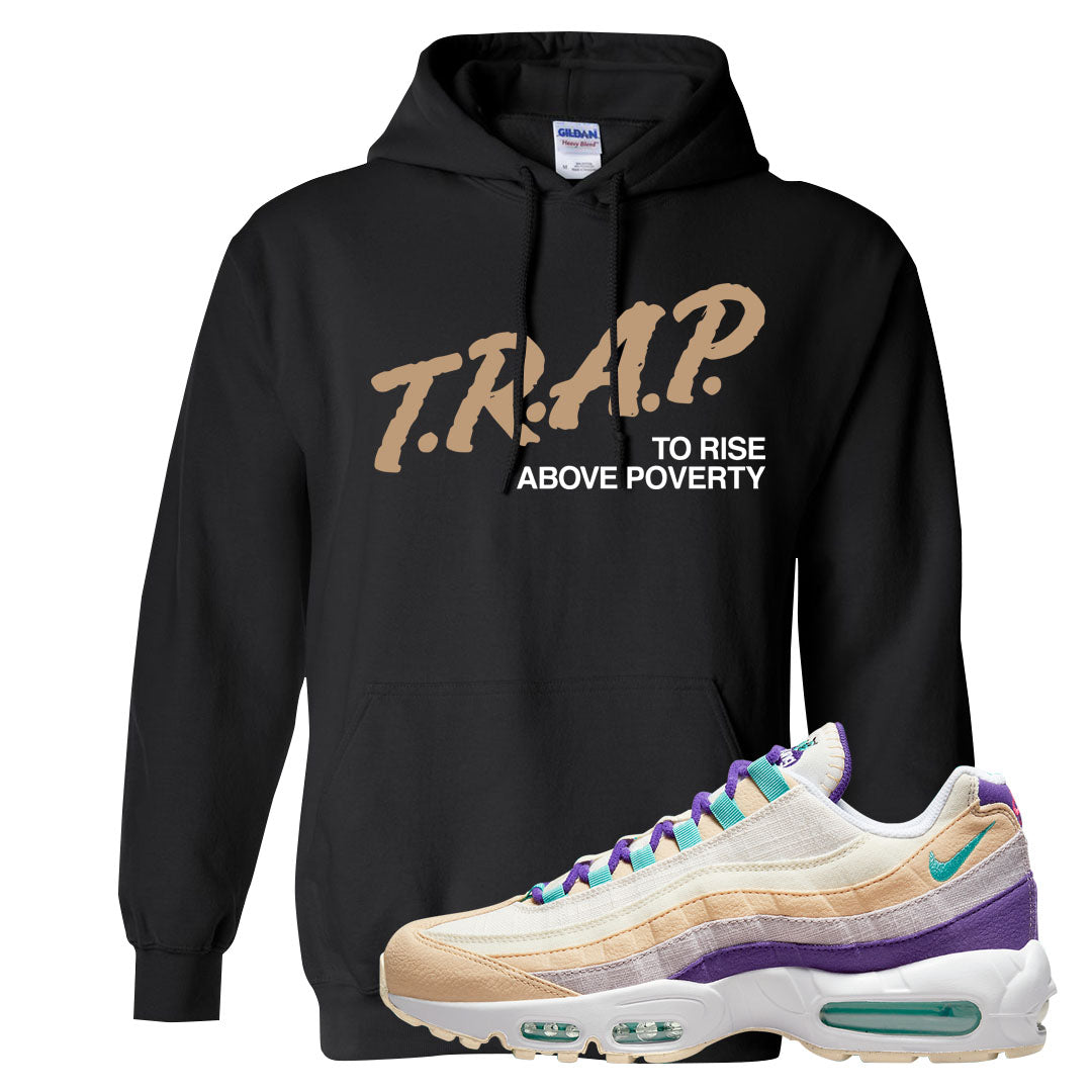 Sprung Natural Purple 95s Hoodie | Trap To Rise Above Poverty, Black