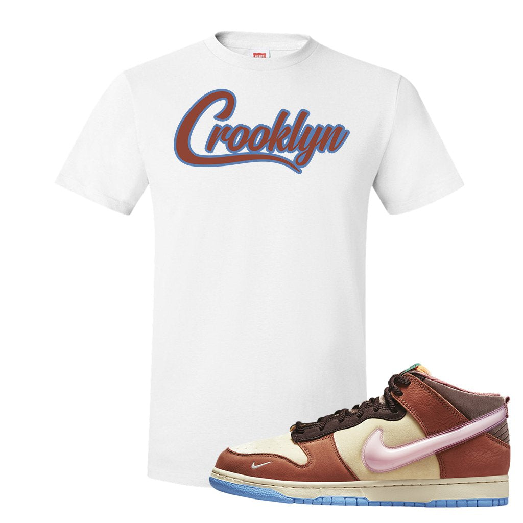 Chocolate Milk Mid Dunks T Shirt | Crooklyn, White