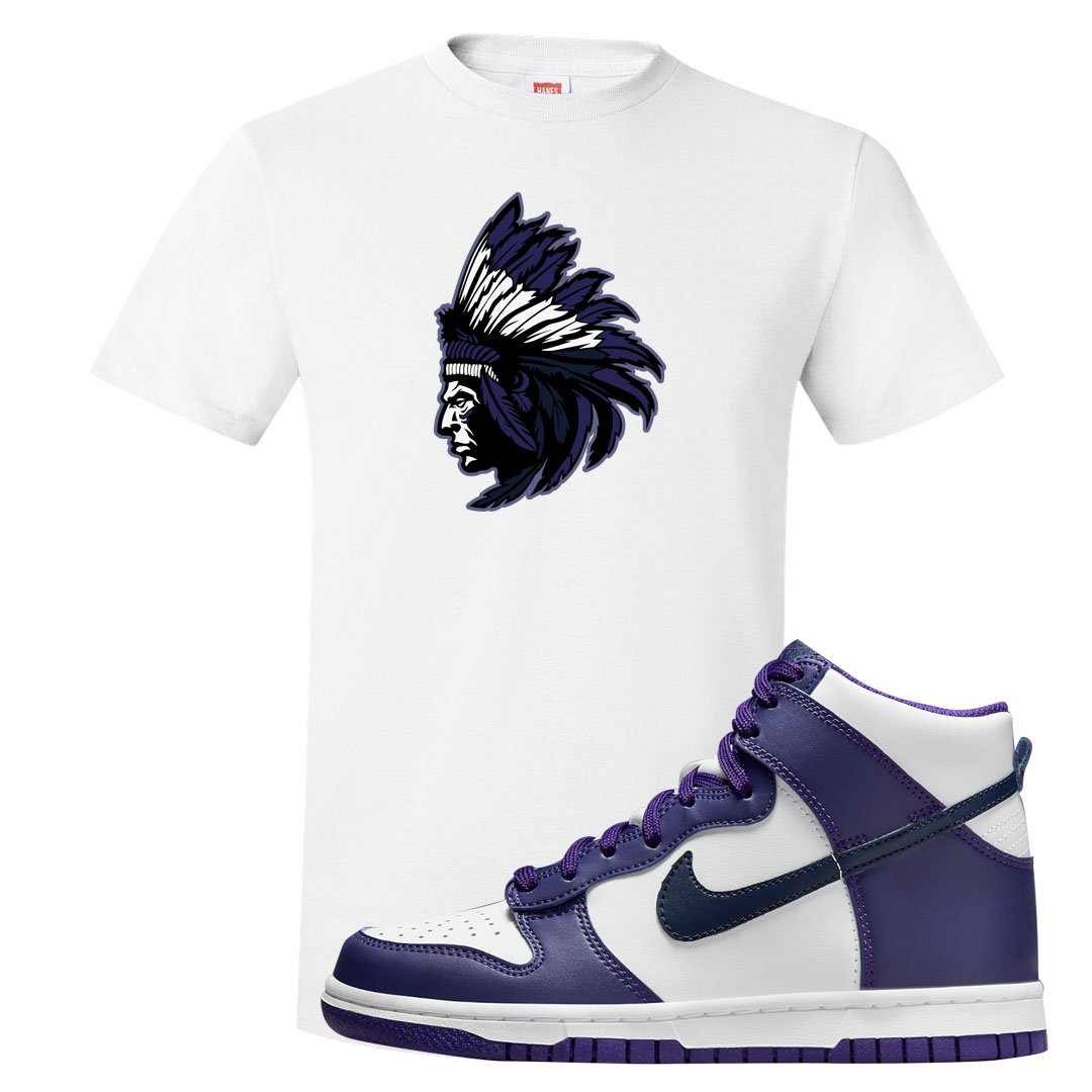 Court Purple High Dunks T Shirt | Indian Chief, White