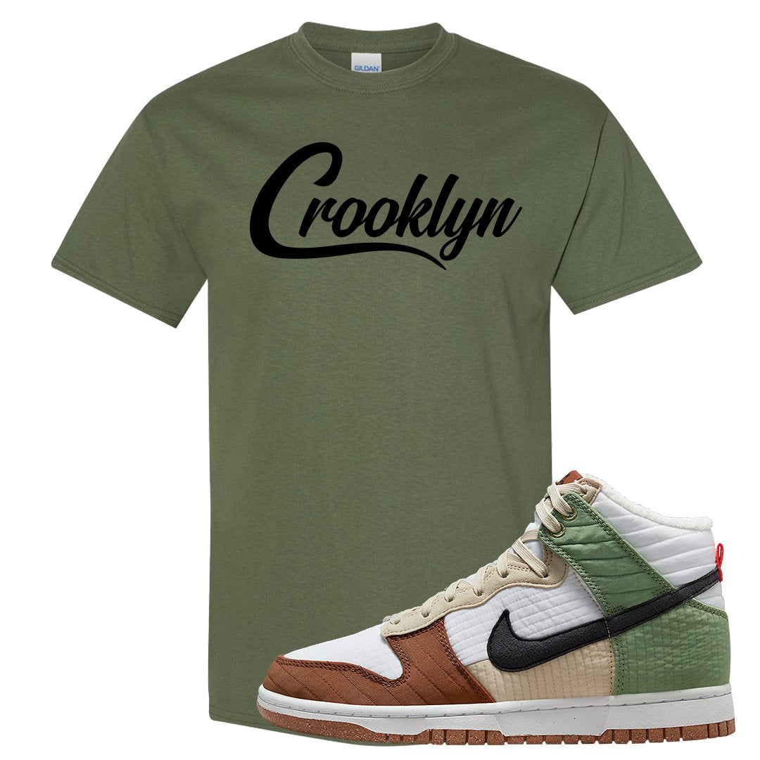 Toasty High Dunks T Shirt | Crooklyn, Military Green