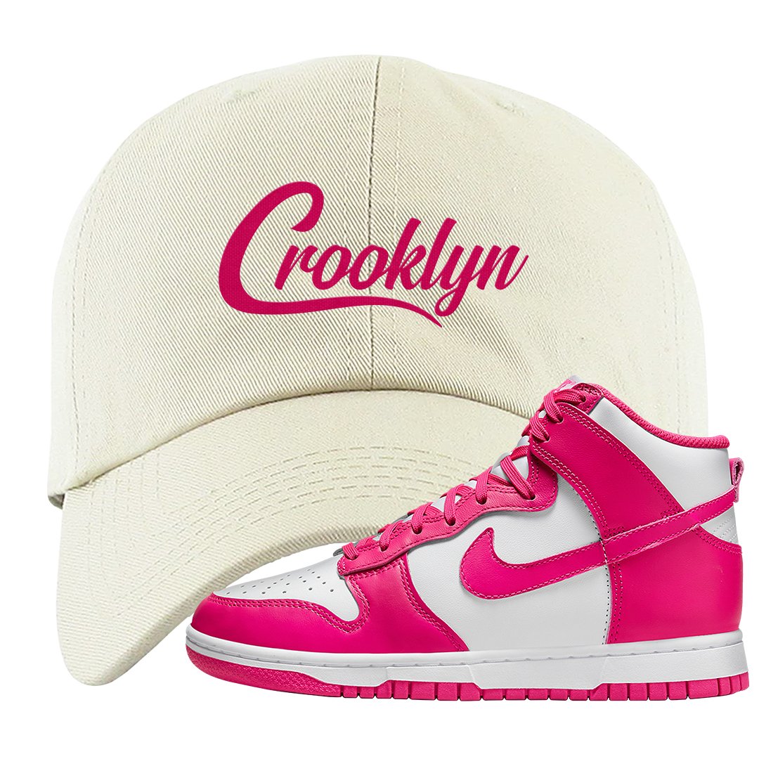 Pink Prime High Dunks Dad Hat | Crooklyn, White