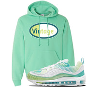 WMNS Air Max 98 Bubble Pack Sneaker Cool Mint Pullover Hoodie | Hoodie to match Nike WMNS Air Max 98 Bubble Pack Shoes | Vintage Oval
