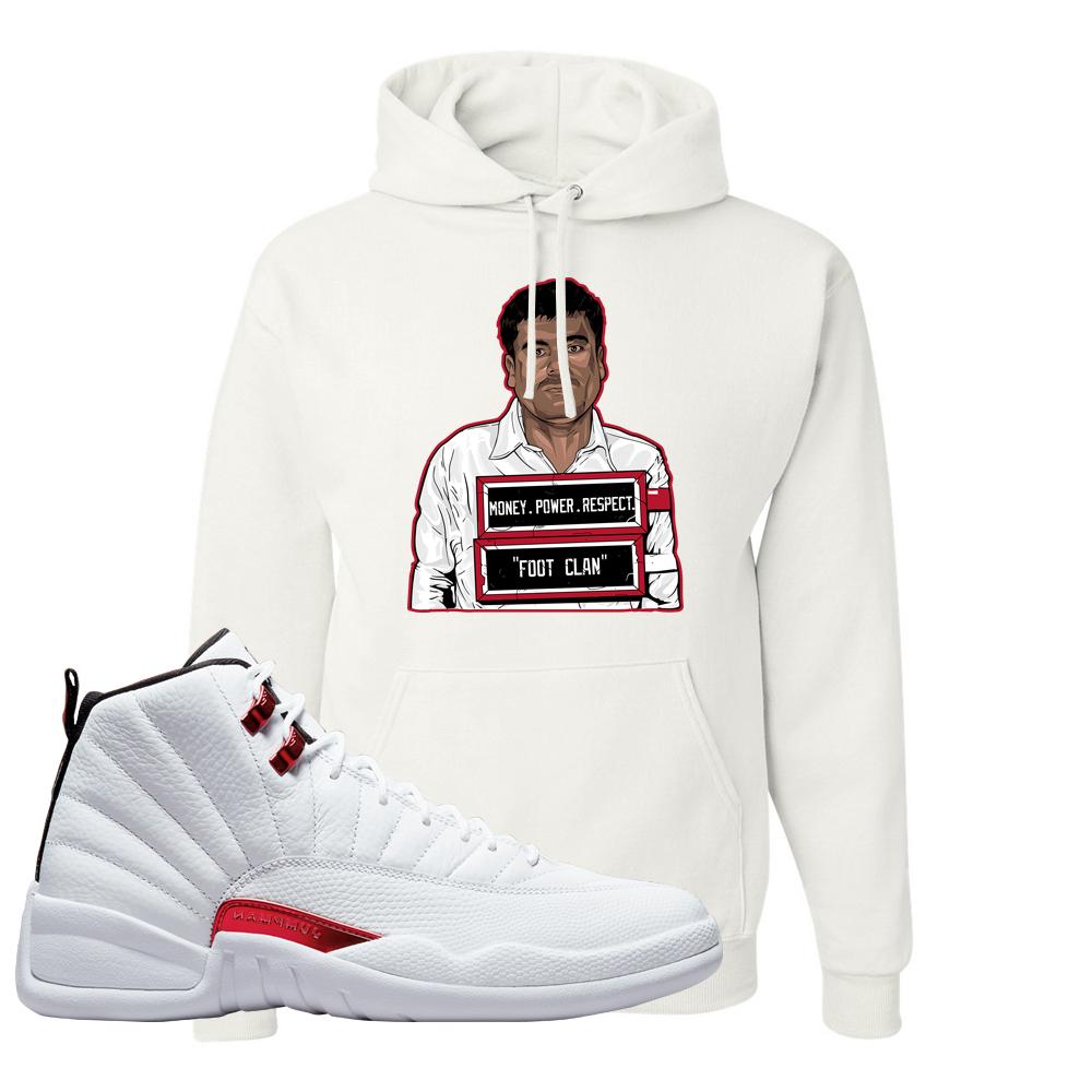 Twist White Red 12s Hoodie | El Chapo Illustration, White