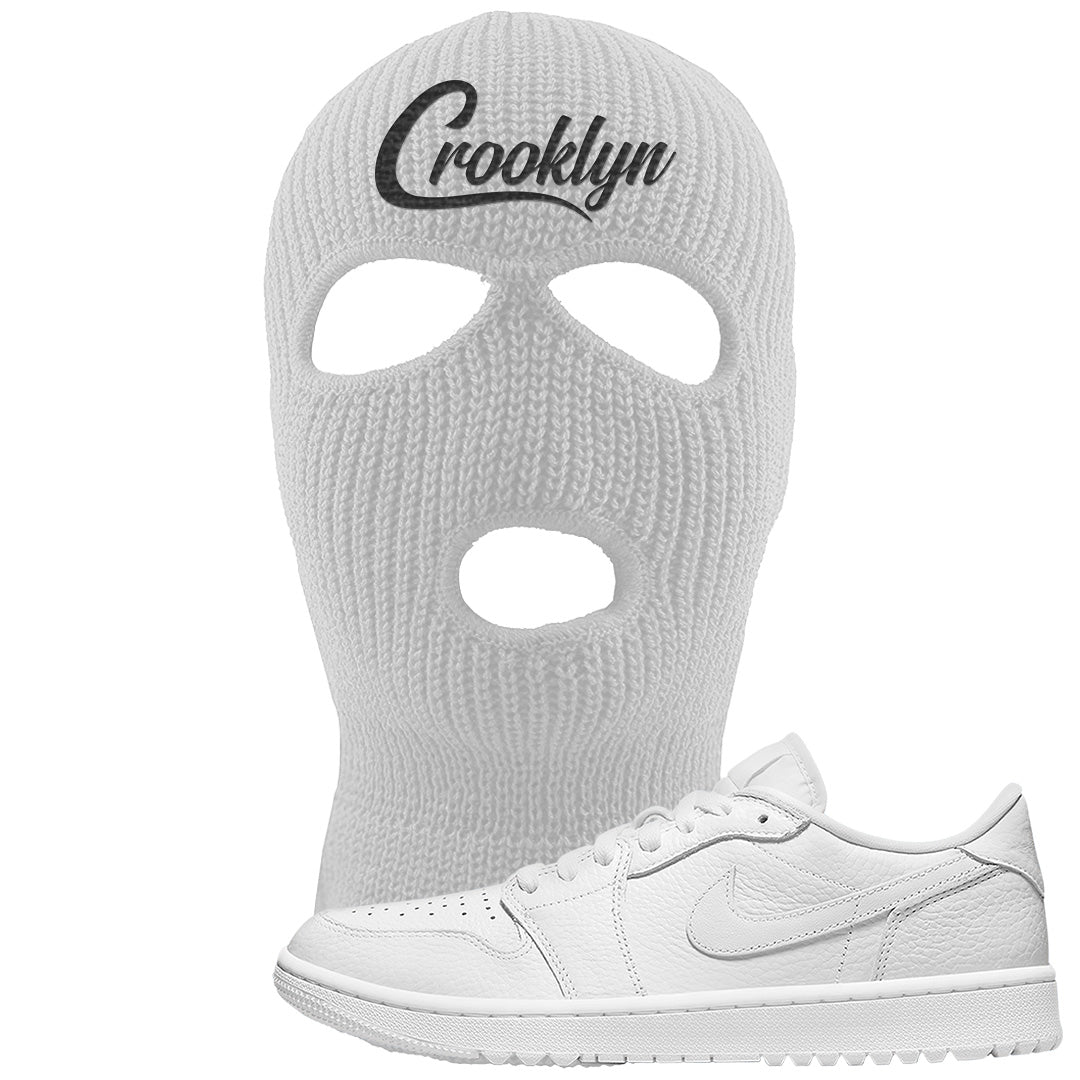 Triple White Golf Low 1s Ski Mask | Crooklyn, White