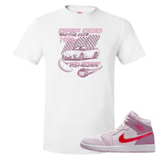 Valentine's Day Mid 1s T Shirt | Drip God Racing Club, White