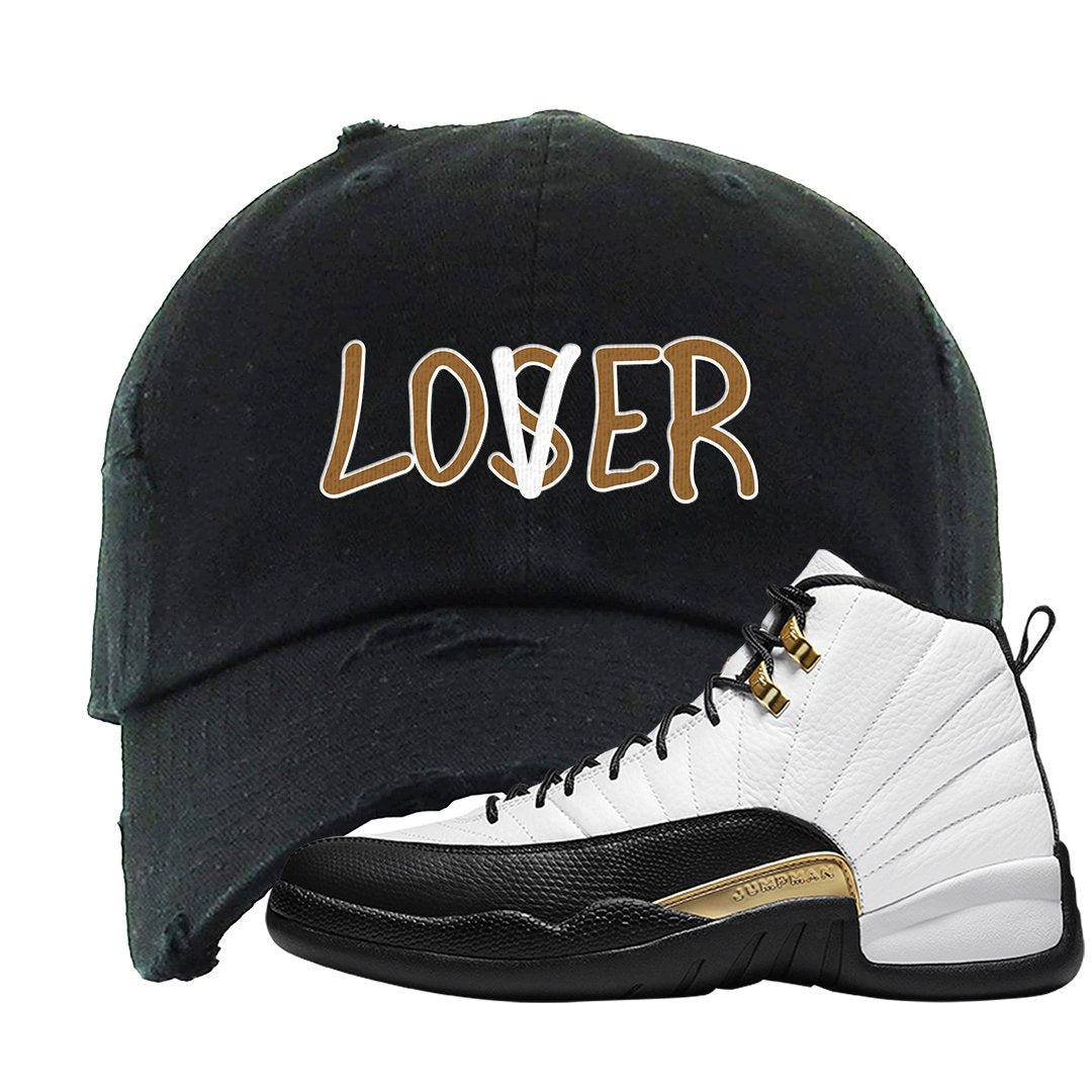 Royalty 12s Distressed Dad Hat | Lover, Black