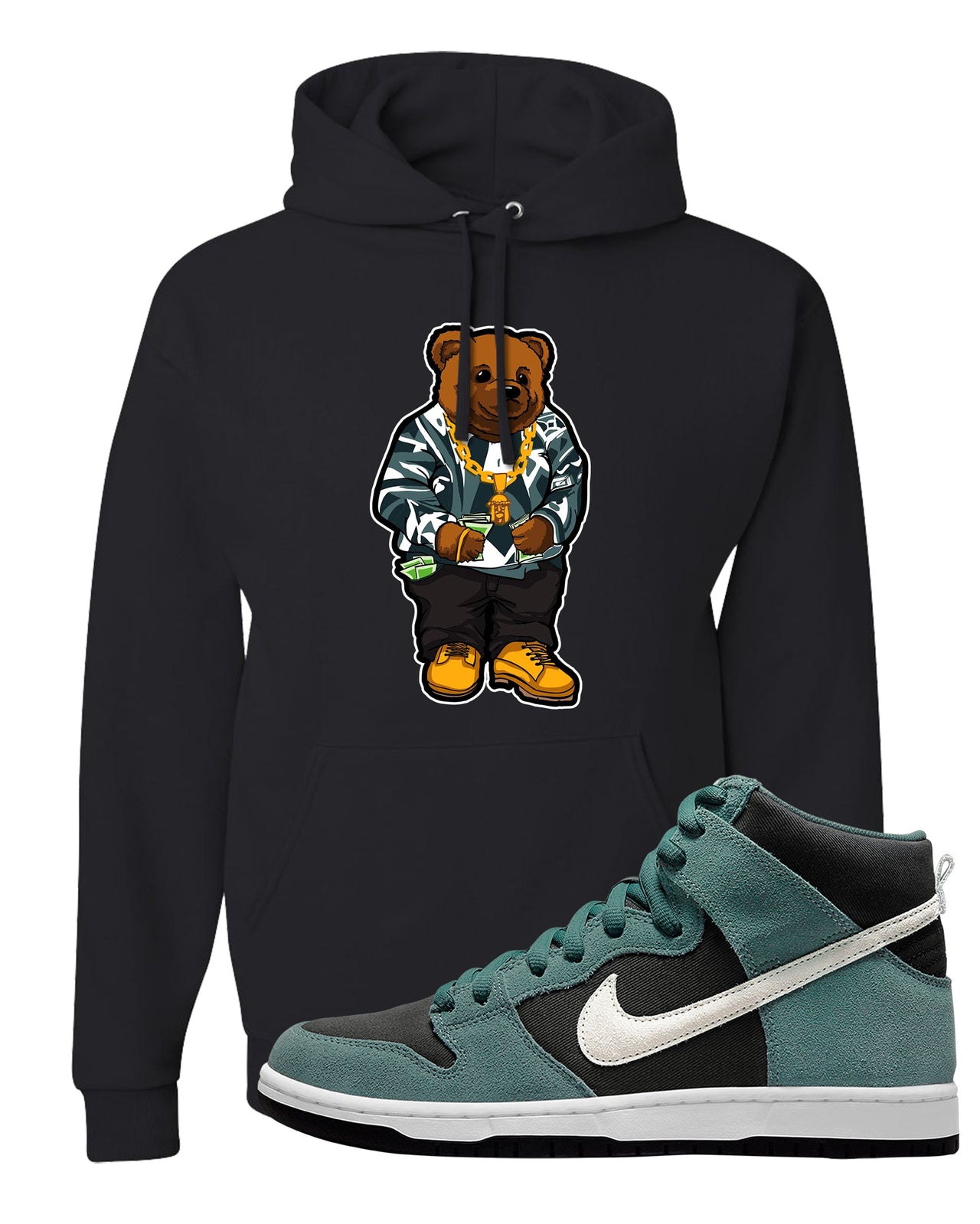 Green Suede High Dunks Hoodie | Sweater Bear, Black