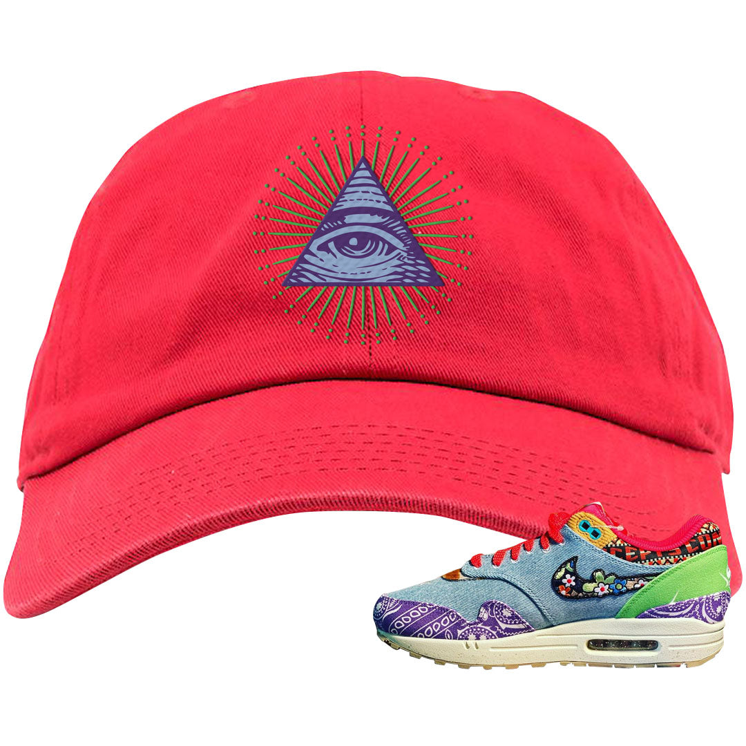 Bandana Paisley Max 1s Dad Hat | All Seeing Eye, Red