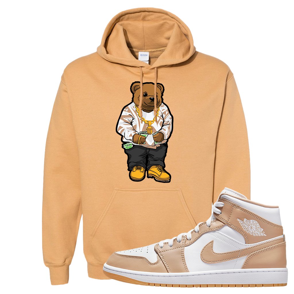 Air Jordan 1 Mid Tan Leather Hoodie | Sweater Bear, Old Gold