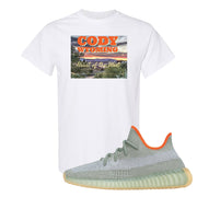 Yeezy 350 V2 Desert Sage Sneaker T Shirt |Cody Wyoming Heart Of The West | White