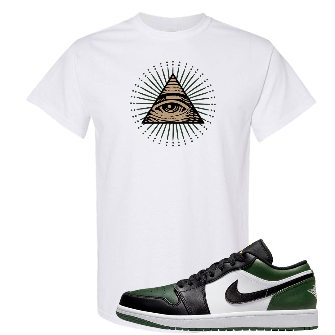 Green Toe Low 1s T Shirt | All Seeing Eye, White