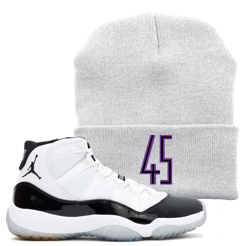 The Jordan 11 Concord 45 sneaker matching winter beanie is a great item to match your Jordan 11 45 sneakers with