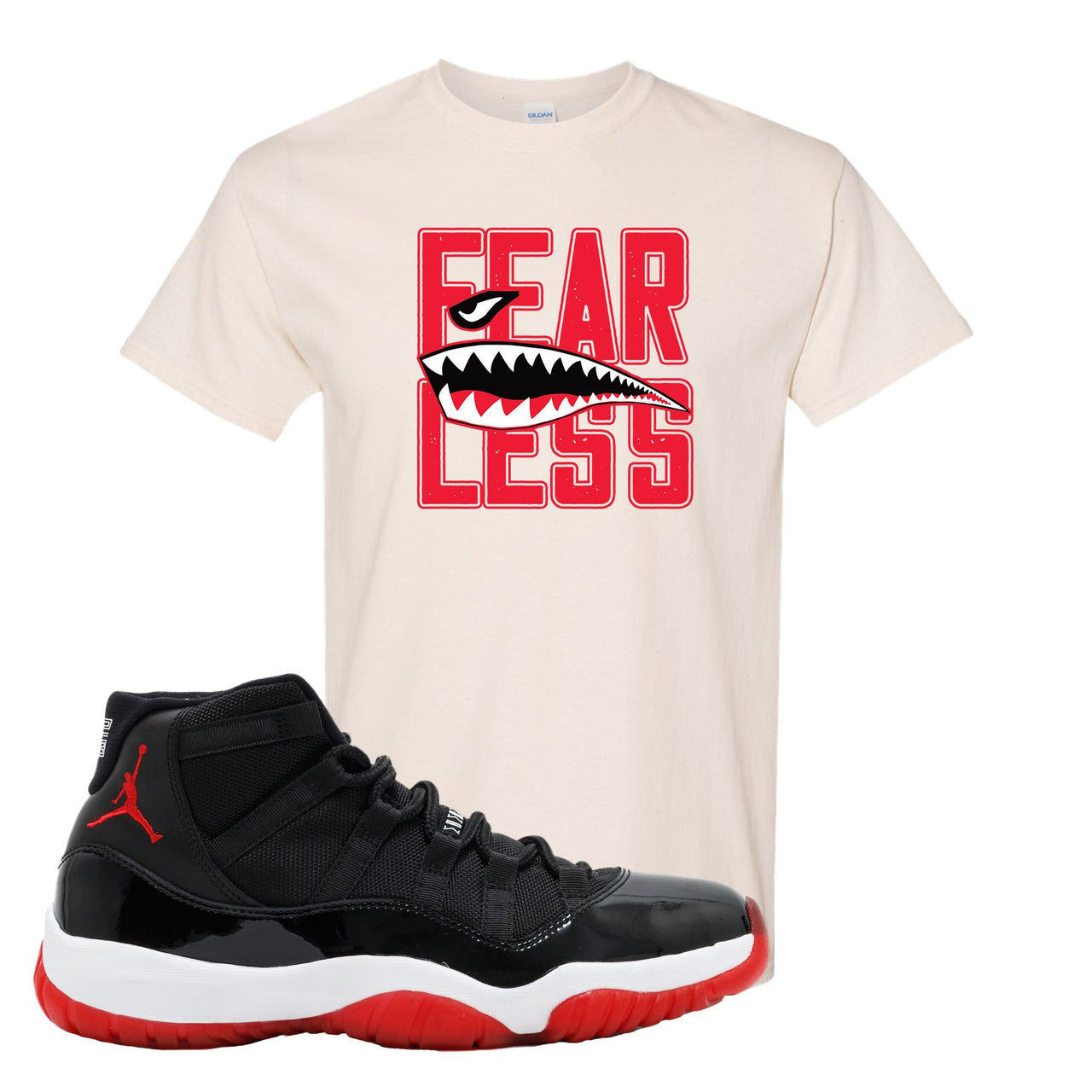 Jordan 11 Bred Fearless White Sneaker Hook Up T-Shirt