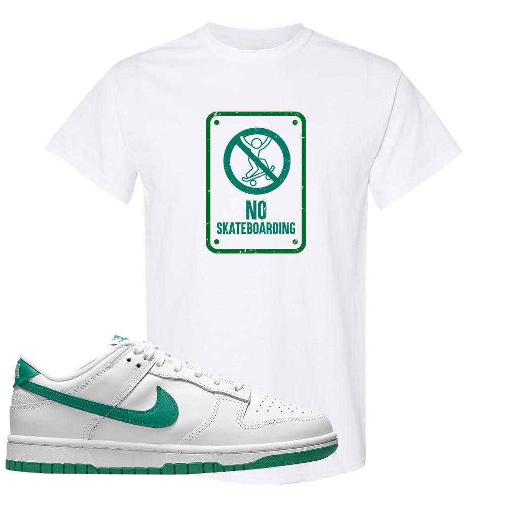 White Green Low Dunks T Shirt | No Skating Sign, White