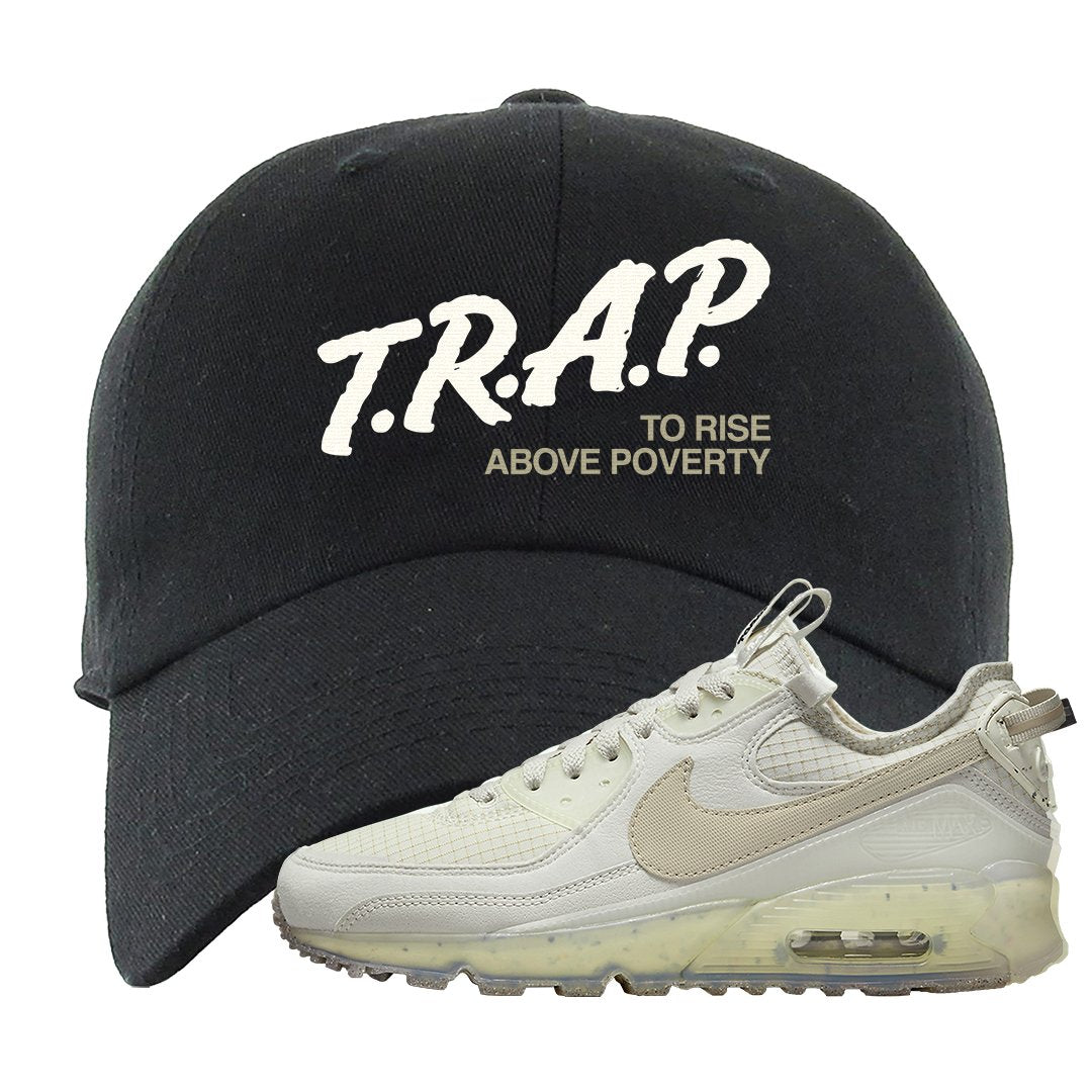 Terrascape Light Bone 90s Dad Hat | Trap To Rise Above Poverty, Black