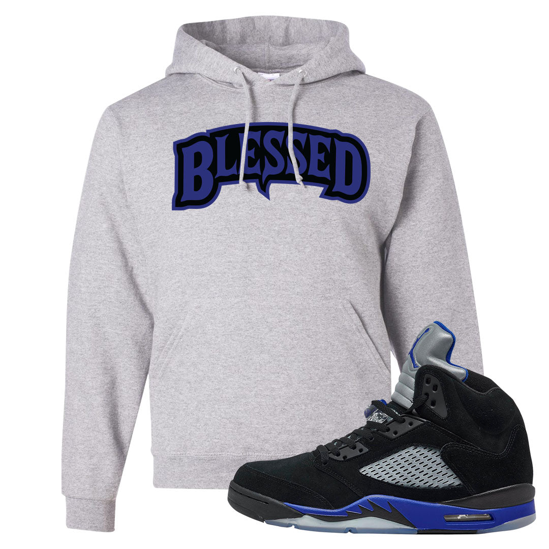 Racer Blue 5s Hoodie | Blessed Arch, Ash