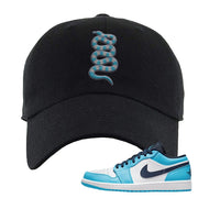 Air Jordan 1 Low UNC Dad Hat | Coiled Snake, Black