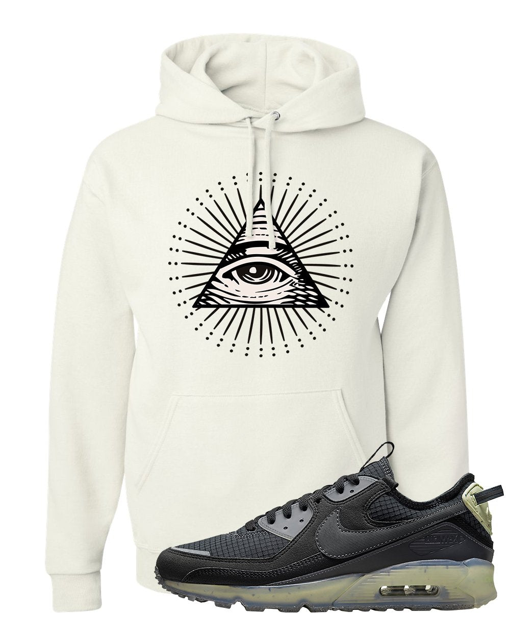 Terrascape Lime Ice 90s Hoodie | All Seeing Eye, White