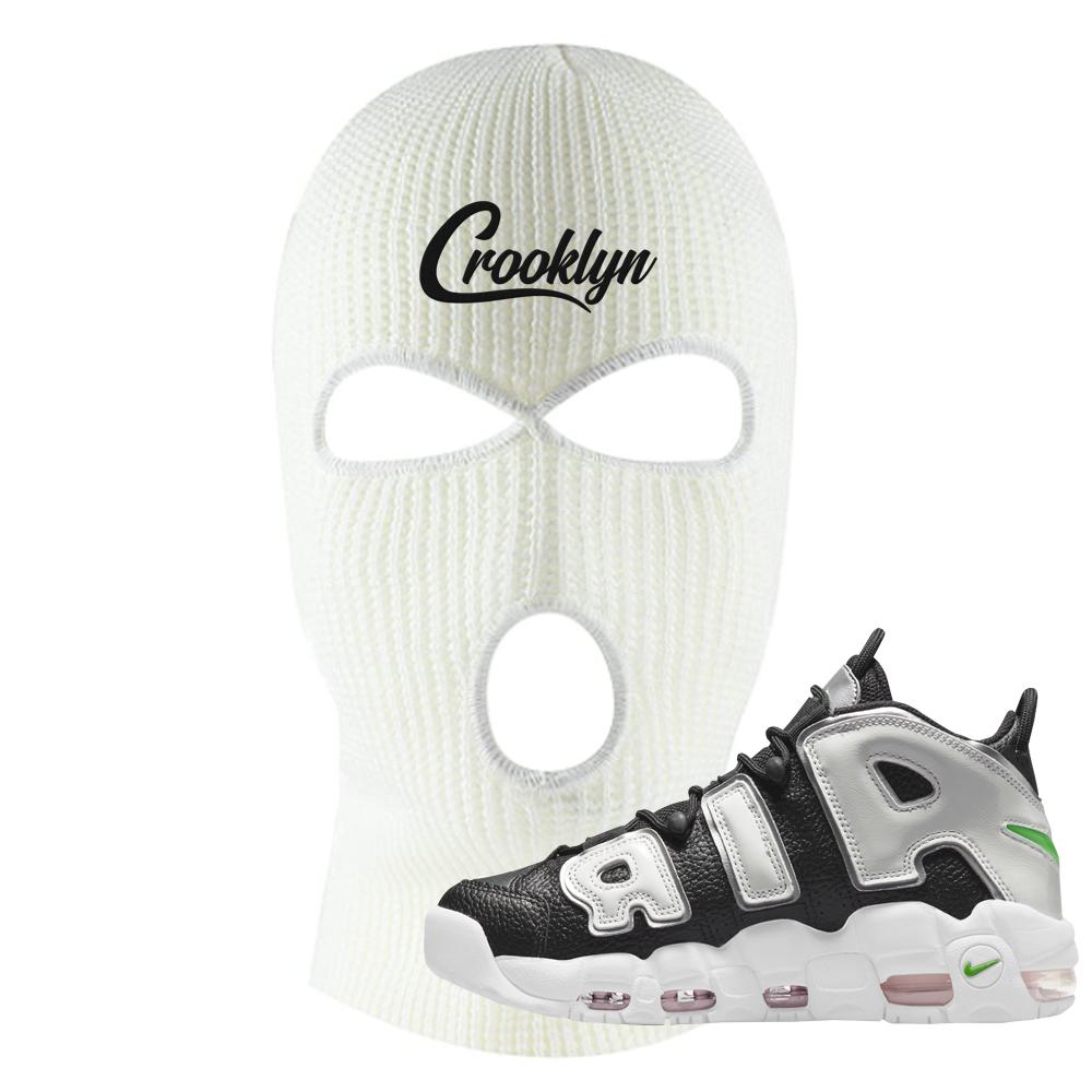 Black Silver Uptempos Ski Mask | Crooklyn, White