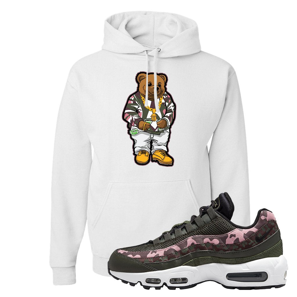 Olive Pink Camo 95s Hoodie | Sweater Bear, White