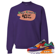 Printed on the front of this Air Max 97 Viotech purple sneaker matching crewneck sweatshirt is the Make Runners Great Again logo